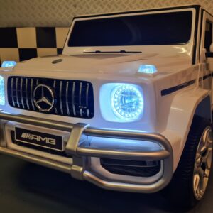 Batterij-kinderauto Mercedes G63 2-persoons 24 volt wit